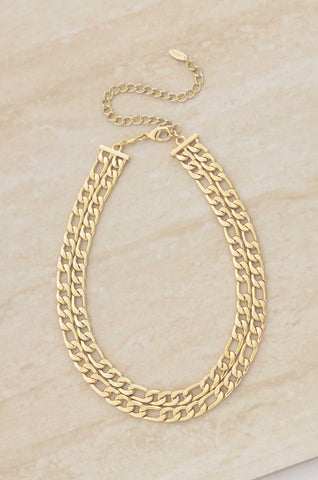 Double Linked 18k Gold Plated Chain Necklace