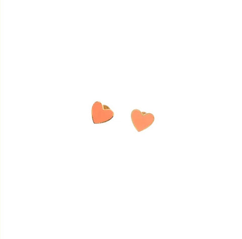 Enamel Heart Stud Earring - Hypoallergenic, Flat Back, Girl