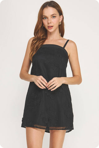 Embroidery Floral Mesh Mini Dress