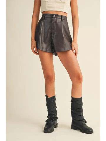 Flared Leather Short