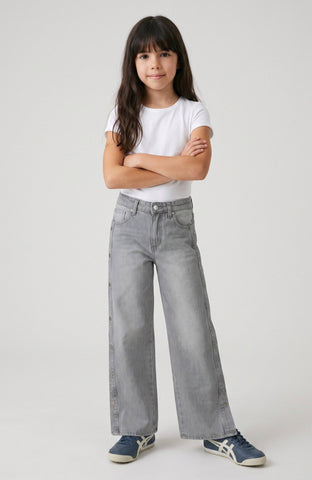 Girls Mia Wide Leg Side Snap Jeans