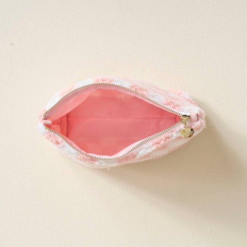 Blush Checkered Teddy Pouch