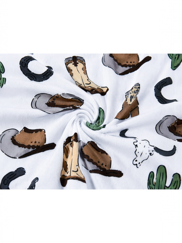 2-Way Zip Romper, Cowboy Country