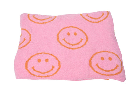 Smiley & Lightning Plush Throw Blankets