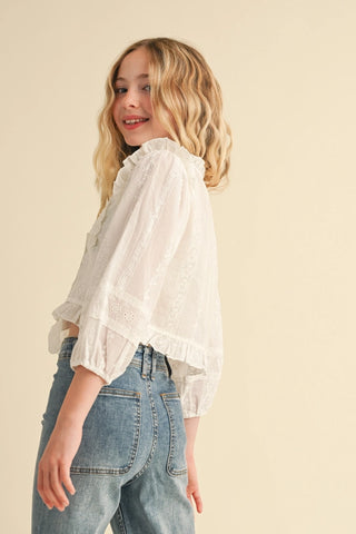 Kids Cropped Button Down Blouse