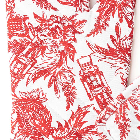 Nutcracker Toile Oven Mitt & Potholder Set