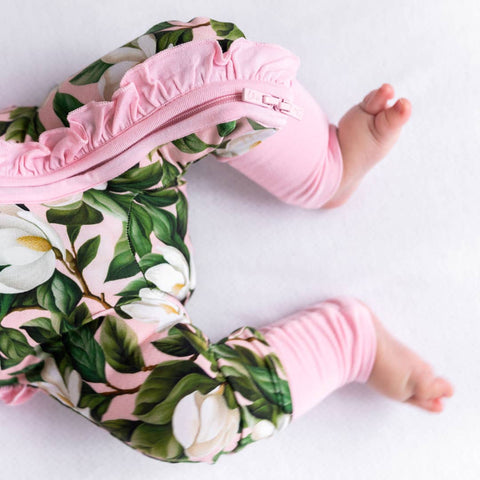 Laree + Co | Magnolia Bamboo Ruffle Convertible Footie