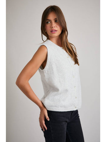Sleeveless Crewneck Sweater Cardigan