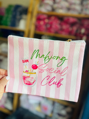 Mahjong Social Club Flat Zip Pouch