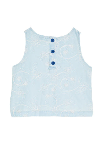 TRACTR | Embossed Floral A-Line Sleeveless Top
