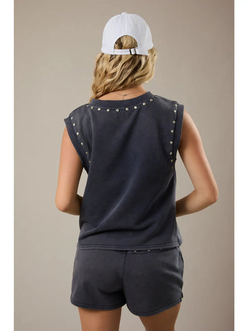 Sleeveless Top with Studs