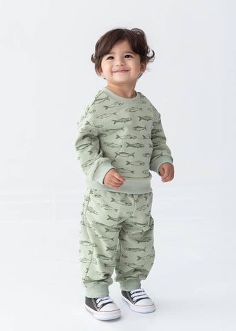 Matthew Long Sleeve Fish Print Sweatshirt and Jogger Set