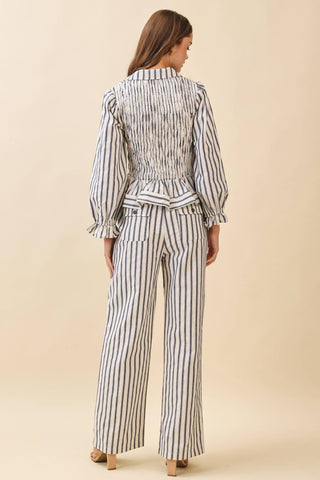 Vertical Stripes Wide Leg Pants