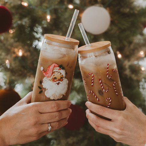 Vintage Santa Glass Can