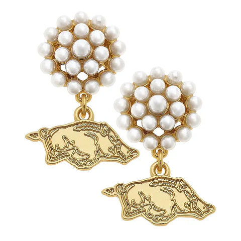 Arkansas Razorback Pearl Cluster Earrings