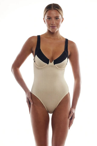 Love and Bikinis | Positano Underwire One Piece Swimsuit in Macadamia
