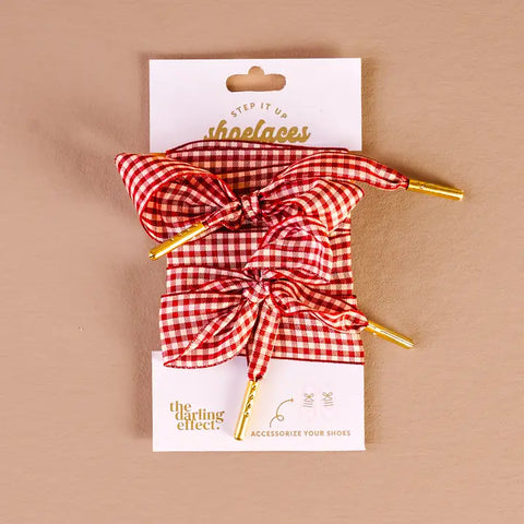 Gingham Red Shoe Laces