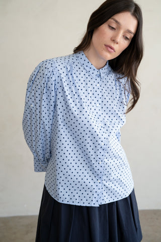 Elle Grey | Polka Dot Puff Sleeve Blouse