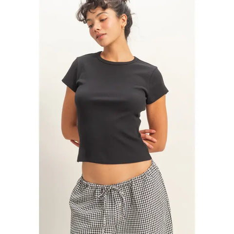 Basic Ribbed Short Sleeve Top