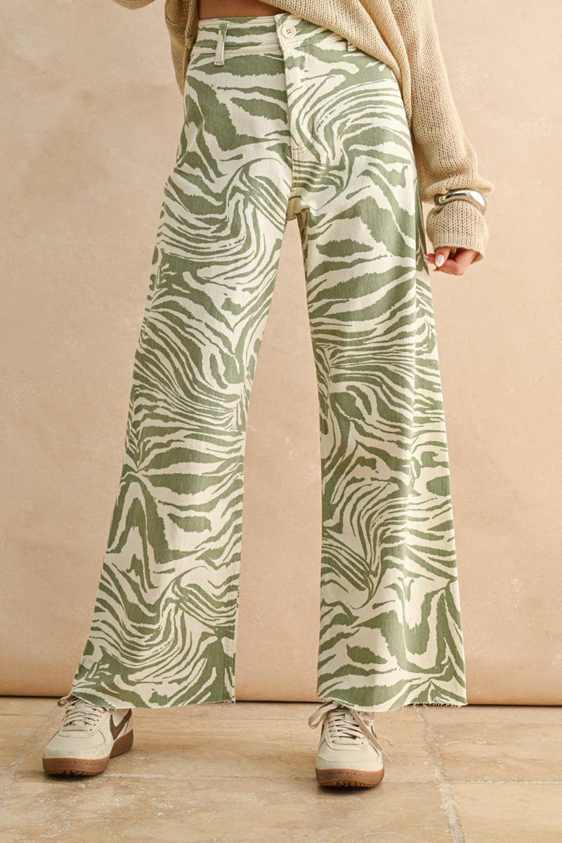 Matcha Zebra Print Stretch Pants