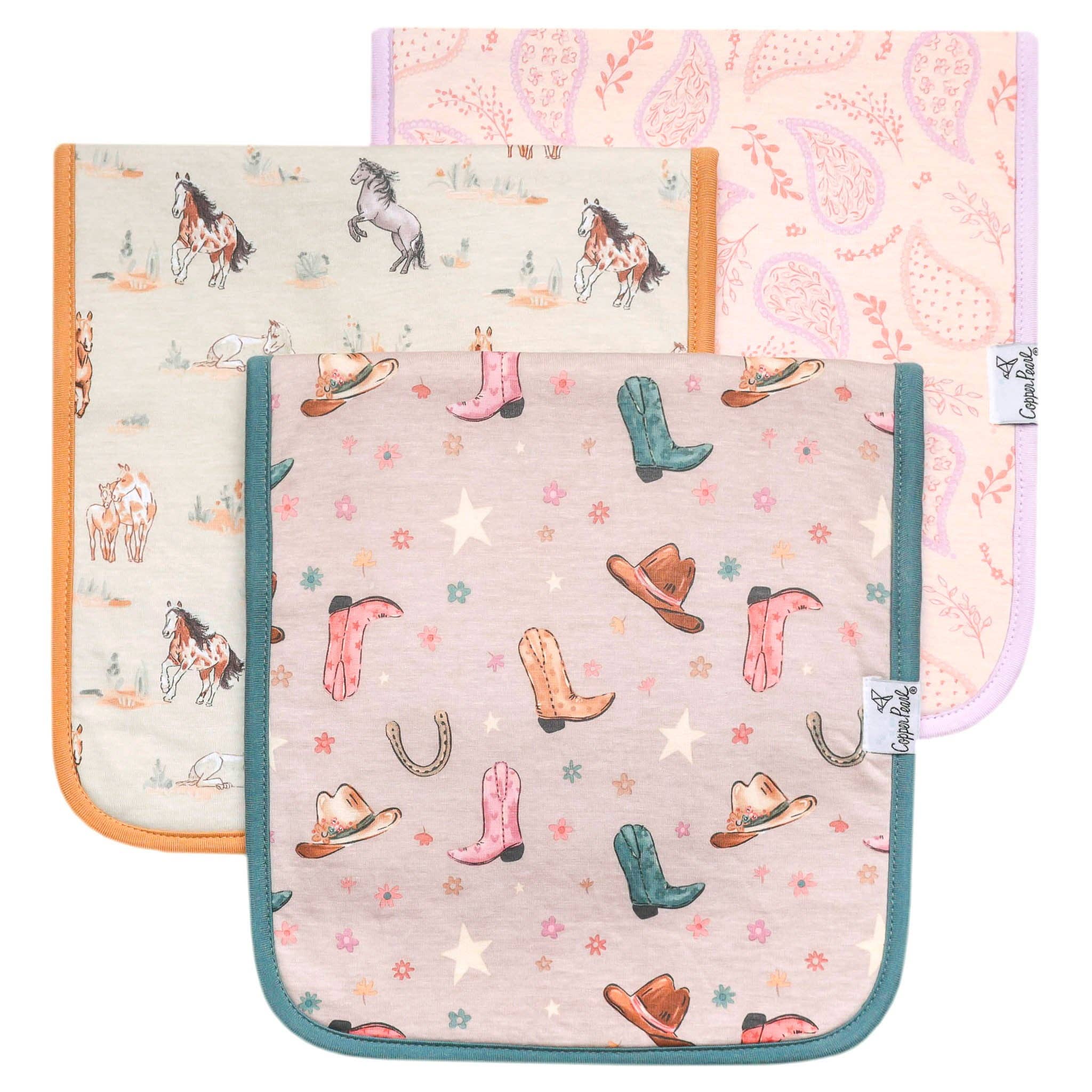 3 Pack Premium Burp Cloths - Cheyenne