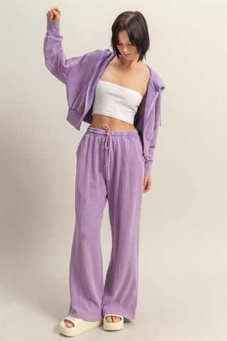 Washed Wide Leg Drawstring Sweatpants