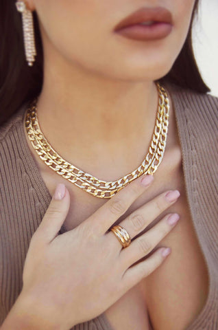 Double Linked 18k Gold Plated Chain Necklace