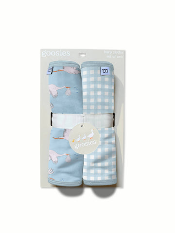 Baby Boy (Blue Storks/Gingham) Burp Cloth Set 