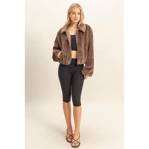Faux Fur Zip Up Jacket