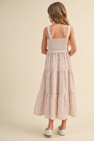 Tween Girls Smocked Tiered Midi Dress