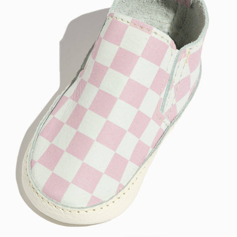 Petal Pink Check Slip On Baby Shoe