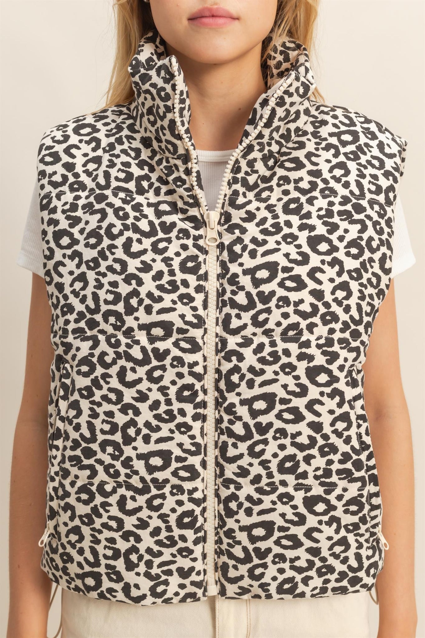 Leopard Print Puffer Vest