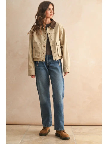 Collar Contrasted utility Jacket