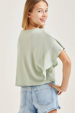 Good Girl |Ruffle Sleeves Loose-fit Crop Top