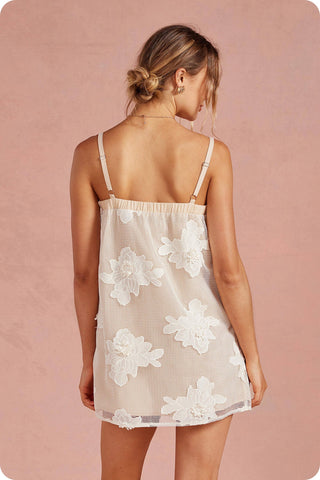 Embroidery Floral Mesh Mini Dress