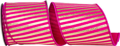 Metallic Bars Fuchsia Deluxe Wired Edge, Fuchsia/gold, 4 In