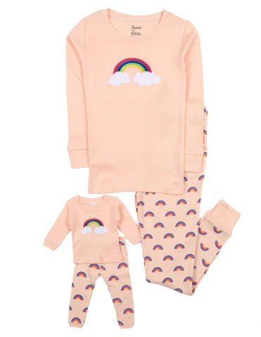 Kids Girl & Doll Cotton Print Pajamas