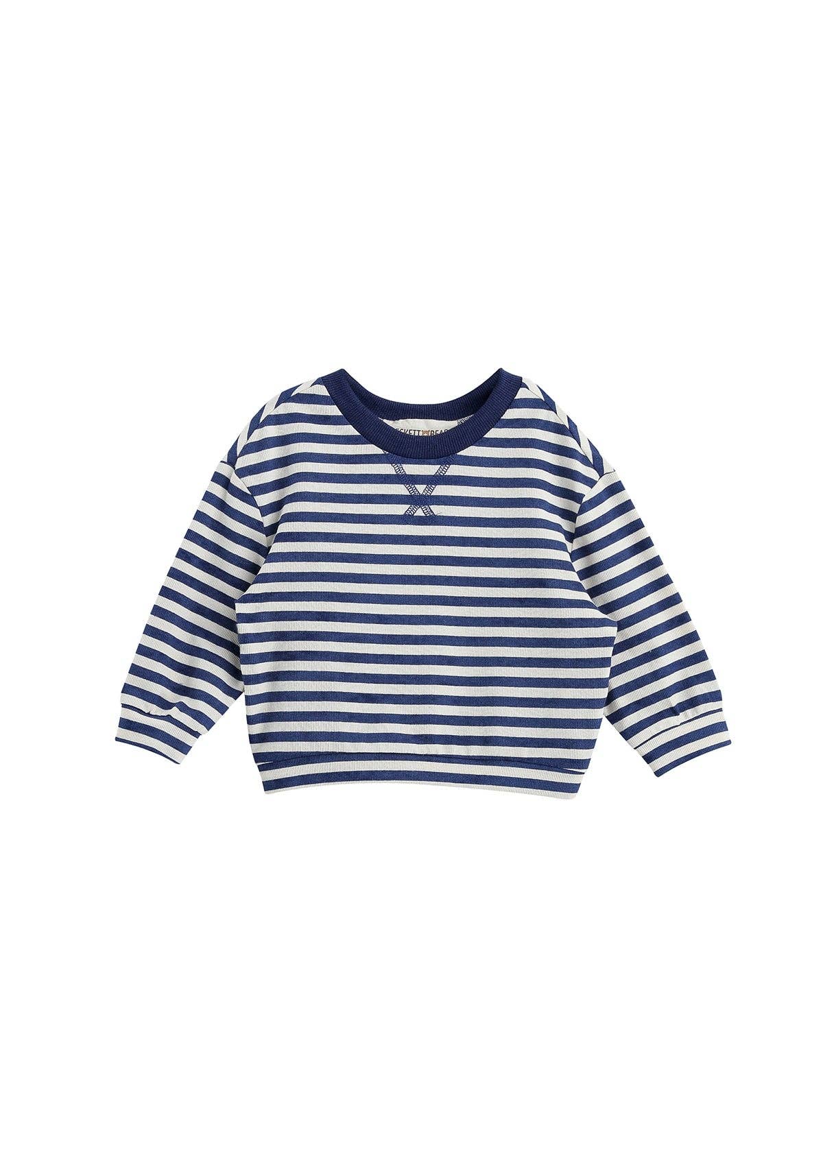Benjamin Long Sleeve Striped Ribbed Round Neckline Drop Shoulder Top