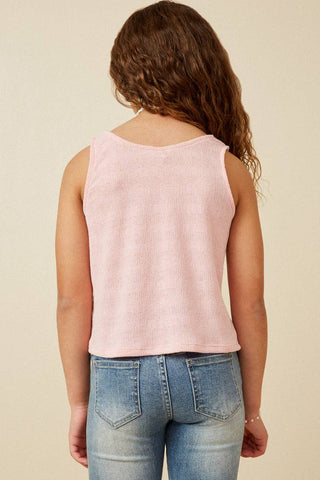 Hayden | Girls Patterned Button Detail Knit Tank