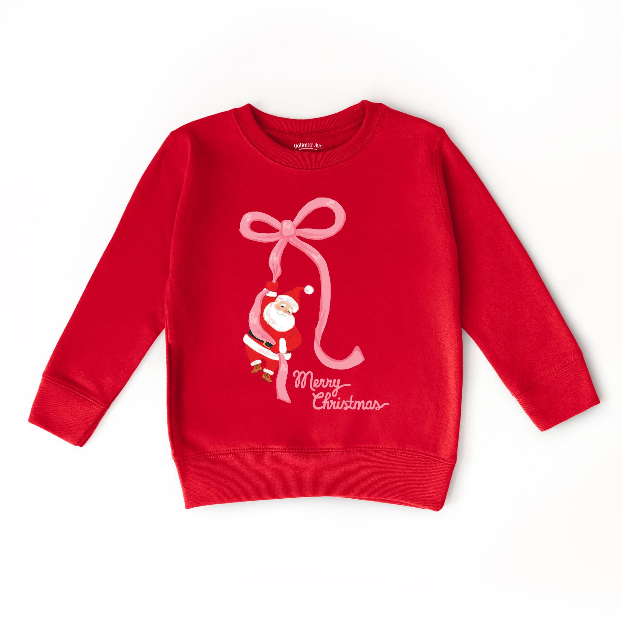Santa Ribbon | Girls Christmas Holiday Sweatshirt