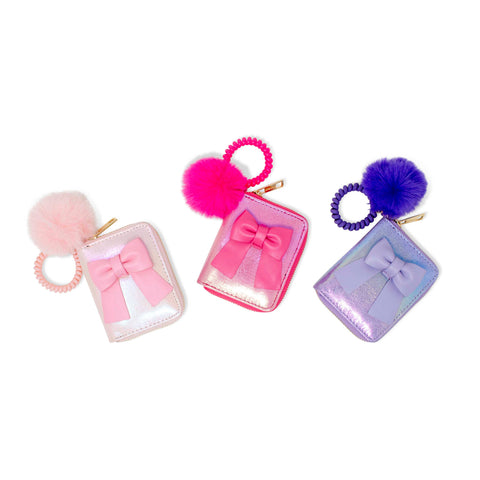 Shiny Jumbo Bow Spiral Strap Wallet
