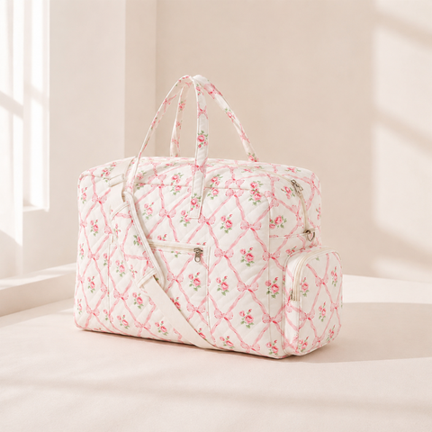 CouldNook Floral Quilted Travel Bag Set - Bow Print Organizers