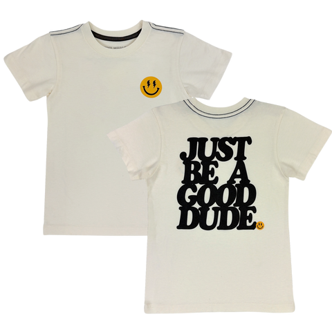 Just Be A Good Dude Tee - Retro Smiley Face Kids Skate Top