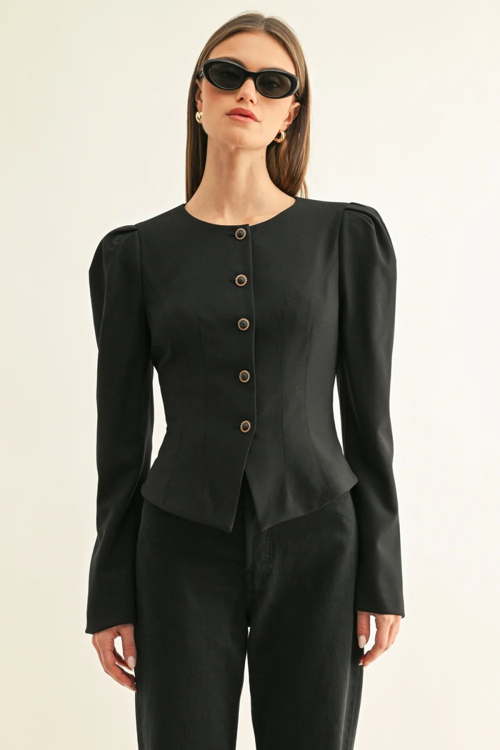 AR | Jaylyn Fitted Jacket in Black Glitter
