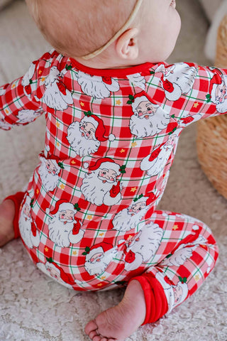 Christmas Bamboo Convertible Zipper Romper | Cozy Claus