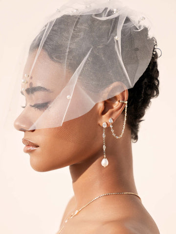 Ear Cuff Crystal Chain Stud