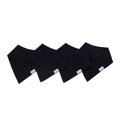4 Pack Baby Bandana Bibs - Black Basics