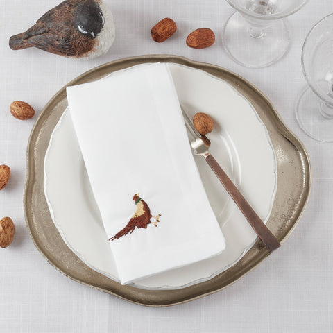 Embroidered Pheasant Napkin