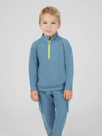 Boys Melange Fleece Half Zip & Jogger Set