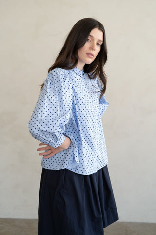 Elle Grey | Polka Dot Puff Sleeve Blouse